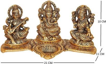 Design Gold Plated Lakshmi Ganesh Saraswati Idol with Deepak Showpiece. [DIWALI OFFER] 50%OFF
