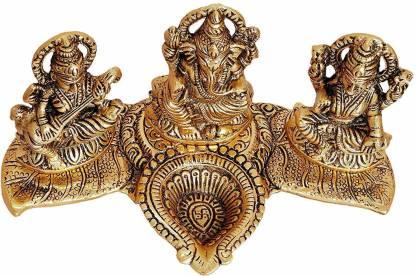Design Gold Plated Lakshmi Ganesh Saraswati Idol with Deepak Showpiece. [DIWALI OFFER] 50%OFF