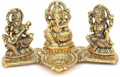 Design Gold Plated Lakshmi Ganesh Saraswati Idol with Deepak Showpiece. [DIWALI OFFER] 50%OFF